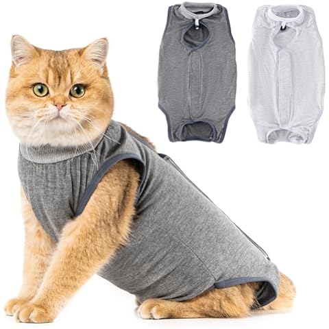 Pack with 2  recovery suits \u2013 kitten overalls for cats after surgery, female surgical sterilization recovery suit for abdominal injury or  protection ProductsHealth