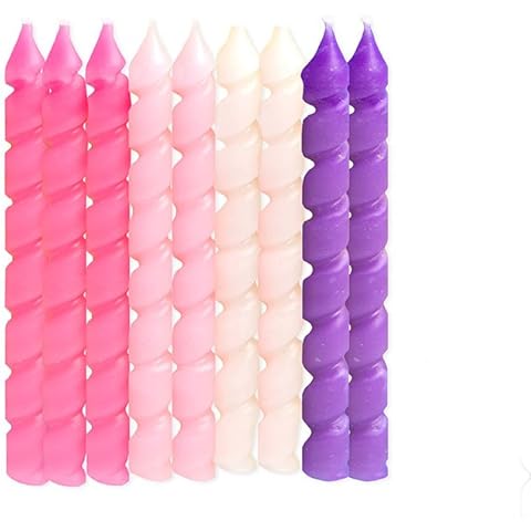 Pink & Purple Spiral Birthday Candles - 10ct, Vibrant Colors - Perfect For Parties, Cake Decorations & Celebrations