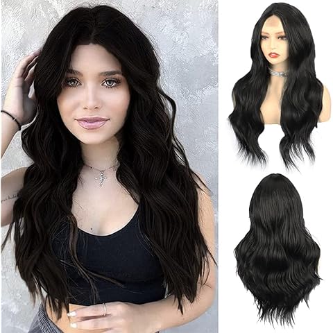 Black Wigs for Women Daily Long Curly Wigs Fluffy Big Wave Hairs Small Lace Wig Natural Hairstyle Heat Resistant Fiber Synthetic Headgear Wigs
