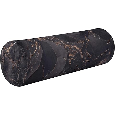 Black Marble Texture Cervical Neck Roll Memory Foam , Cylinder Round  for Sleeping Bolster  for Bed, Legs, Back and Yoga, 5.5x17in