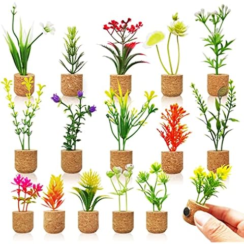 14 adet buzdolabı buzdolabı mıknatısları çıkartmalar yapay bitkiler çiçek mutfak tezgahı raf duvar ofis badroom dekor sevimli minik mantar saksı bitki cadılar bayramı